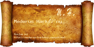 Mederus Harkány névjegykártya